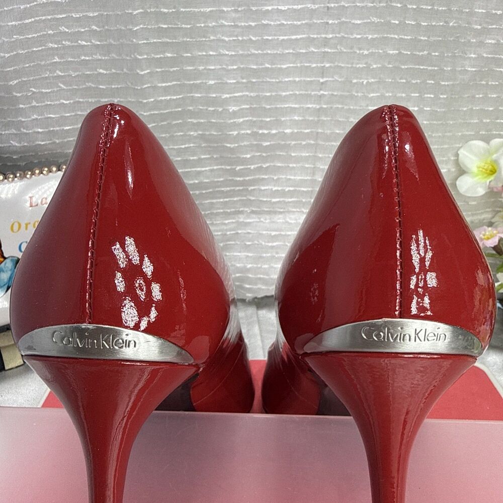 (O)Calvin Klein Red Patent Leather Gayle Women's Pump,Sz 8 M - Picture 11 of 16